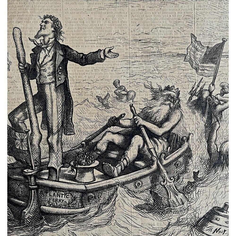 Thomas Nast Harper's Centerfold 1875 Victorian Woodcut Engraving LGBinTN2